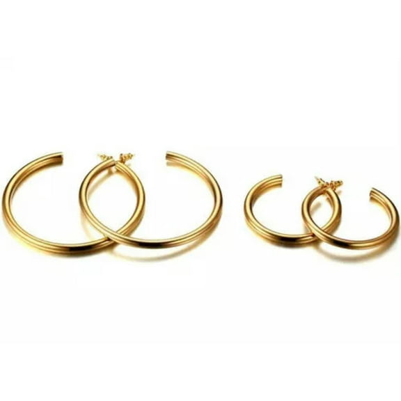 Silver/Gold/Rose Gold C Shape Big Hoop Earrings Stainless Steel Women's Jewelry