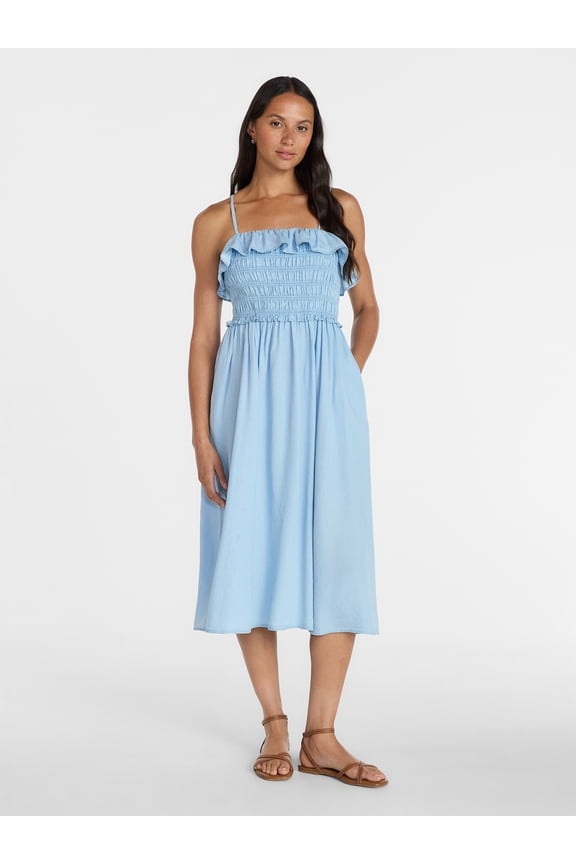 Women's Sleeveless Smocked Midi Dress, Sizes XS-XXXL