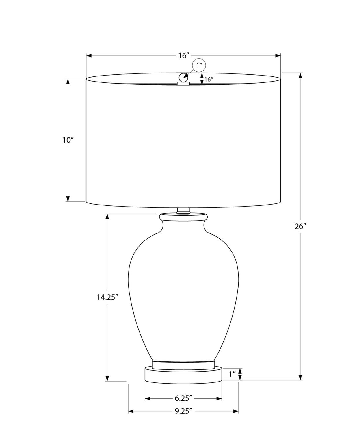 Monarch Specialties Lighting, 26"h, Table Lamp, Ivory / Cream Shade, Cream Ceramic, Transitional