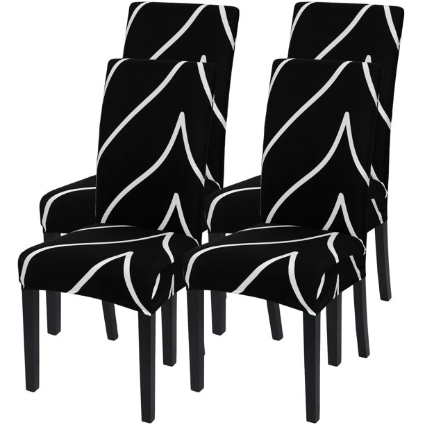 Set de 4 fundas elásticas para sillas de comedor SearchI, color negro
