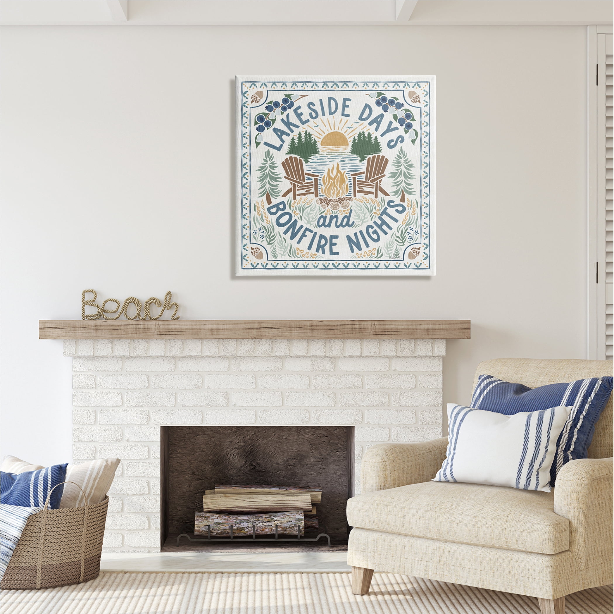Stupell Industries Lakeside Days Bonfire Nights Nature Painting Gallery Wrapped Canvas Print Wall Art, 30 x 30