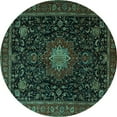 thumbnail image 1 of Ahgly Company Indoor Round Medallion Turquoise Blue Traditional Area Rugs, 8' Round, 1 of 4