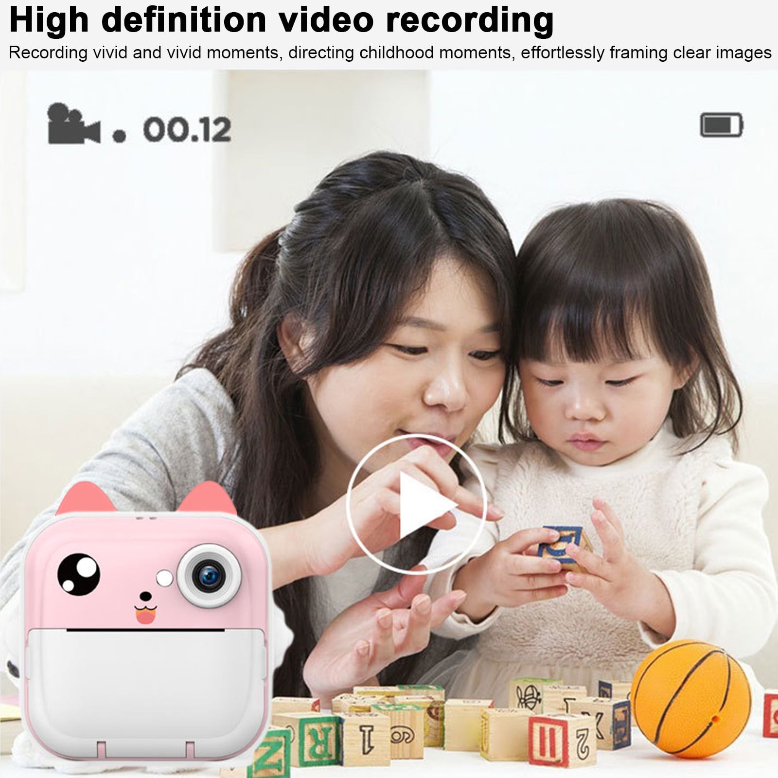 Tarmeek Instant Print Camera for Kids, 1080P HD Digital Camera with Inkless Thermal Printing, 12MP Dual Lens Rotatable Selfie Camera, Portable Mini Photo Camera with 3 Rolls Paper, Pink