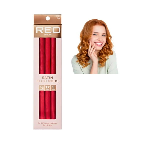 Red by Kiss Satin Flexi Heatless Curling Rods, Damage Free & Frizz Free No Heat Soft Curls, Silky Satin to Prevent Breakage, Comfortable Pin-Free Styling, Gentle Rollers for All Hair Types