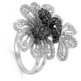 thumbnail image 4 of Black Cubic Zirconia Pave Flower Retro Style Ring .925 Sterling Silver Band Jewelry Female Size 6, 4 of 4