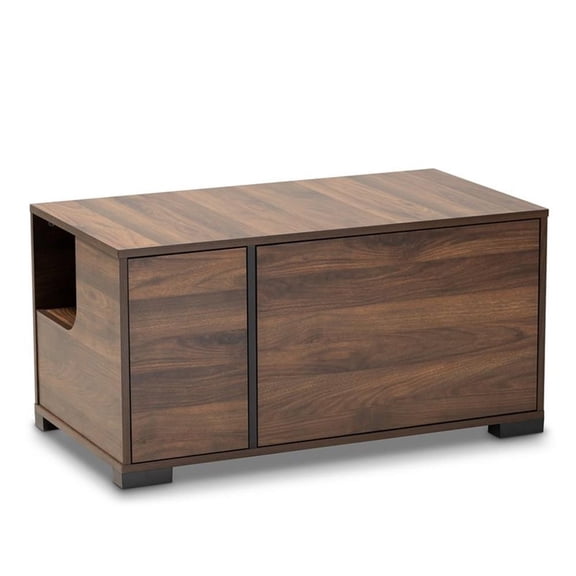 Bowery Hill Modern Walnut Brown Finished 2-Door Cat Litter Box Cover House