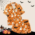 thumbnail image 5 of FEIFLY Women's Halloween Printed Pajama Blouse Tops Shorts Suit Set Casual 2 Piece Pajamas Sets Holiday Loungewear For Daily Wear Comfortable Fashion, 5 of 7