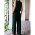thumbnail image 3 of Women'S Two-Piece 2025 Sleeveless Button Top Casual Pocket Wide-Leg Pants Set Green S, 3 of 5