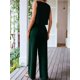 thumbnail image 5 of Conjunto de Dos Piezas para Mujer, 2025, Sin Mangas, con Botones, Informal, con Bolsillo y Pantalones Anchos. Verde XXL, 5 of 7