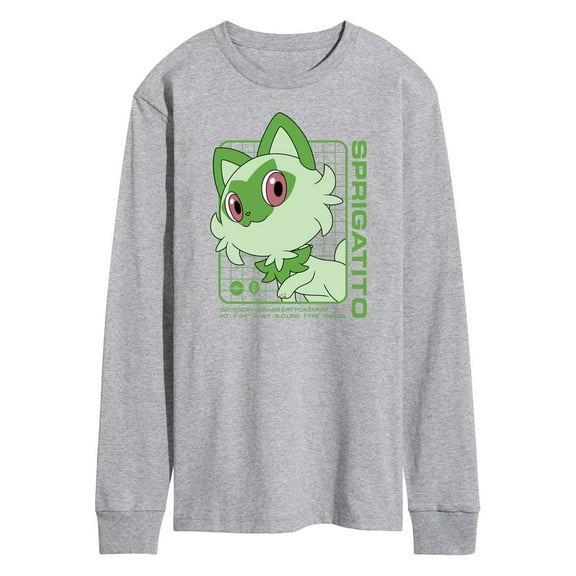 Pokémon - Sprigatito Stats - Men's Long Sleeve T-Shirt