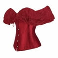 thumbnail image 3 of GILIGEGE Corset Tops for Women with Sleeves Going Out Crop Tops for Women Corset Tops for Women Bustier Lingerie Lace Waist Bodysuit Wine Xl, 3 of 6
