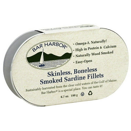 Bar Harbor Skinless, Boneless Smoked Sardine Fillets, 6.7 oz, (Pack of