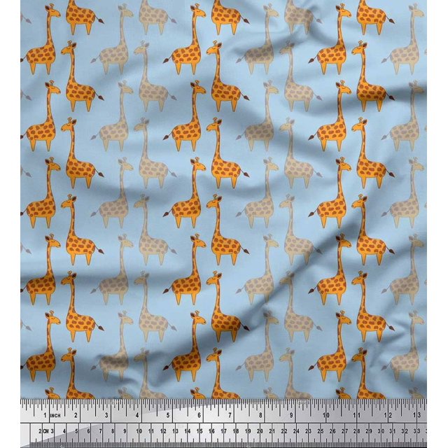 Soimoi Rayon Fabric Giraffe Kids Print Fabric by Yard 42 Inch Wide
