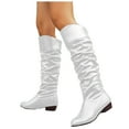 thumbnail image 5 of mgoYE Knee Length Boots For Women Fashion Slouch No Heels Wide Calf Knee High Tall Boots Ladies|White 7, 5 of 8