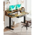 thumbnail image 3 of Homall 55" Height Adjustable Electric Standing Desk Sit-Stand Desk with Storage Shelf And Drawer Lifting Range 28~48" Office Computer Desk,Brown, 3 of 7