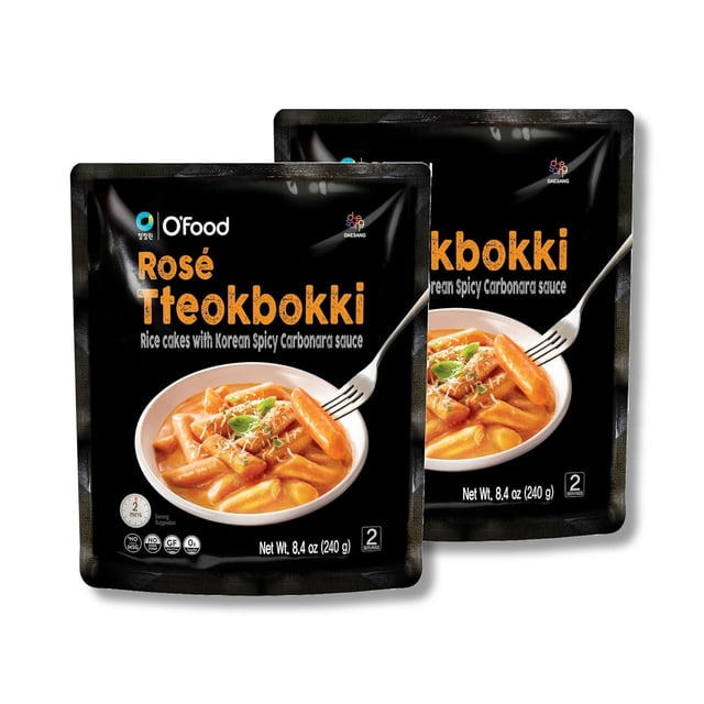 O’Food Original Tteokbokki, Gluten-Free Korean Rice Cakes, Authentic Spicy Korean Street Food Snack, Perfect with Cheese and Ramen Noodles, Ready to Eat, No MSG, No Corn Syrup (Pack of 1)