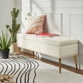 thumbnail image 4 of Tina's Home 45" Velvet Storage Bench Upholstered Tufted End of Bed Ivory Bench Bedroom Entryway, 4 of 10