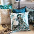 thumbnail image 6 of The HomeCentric Cushion Covers, Teal Pack of 2, 16"x16" (40x40 cm) Throw Pillow Covers, Cotton Peacock Throw Pillows For Couch, Birds Pattern Contemporary Style Easter - Art Nouveau Peacock, 6 of 13