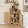 thumbnail image 5 of Smuxee Farmhouse Corner Bathroom Storage Cabinet, Freestanding Triangle Linen Organizer Cabinet with Barn Doors & Adjustable Shelves for Laundry Room,Oak, 5 of 6