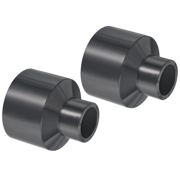 Uxcell Reducer Pipe Fitting PVC Straight Socket Coupling Connector, Grey 2x1" 2