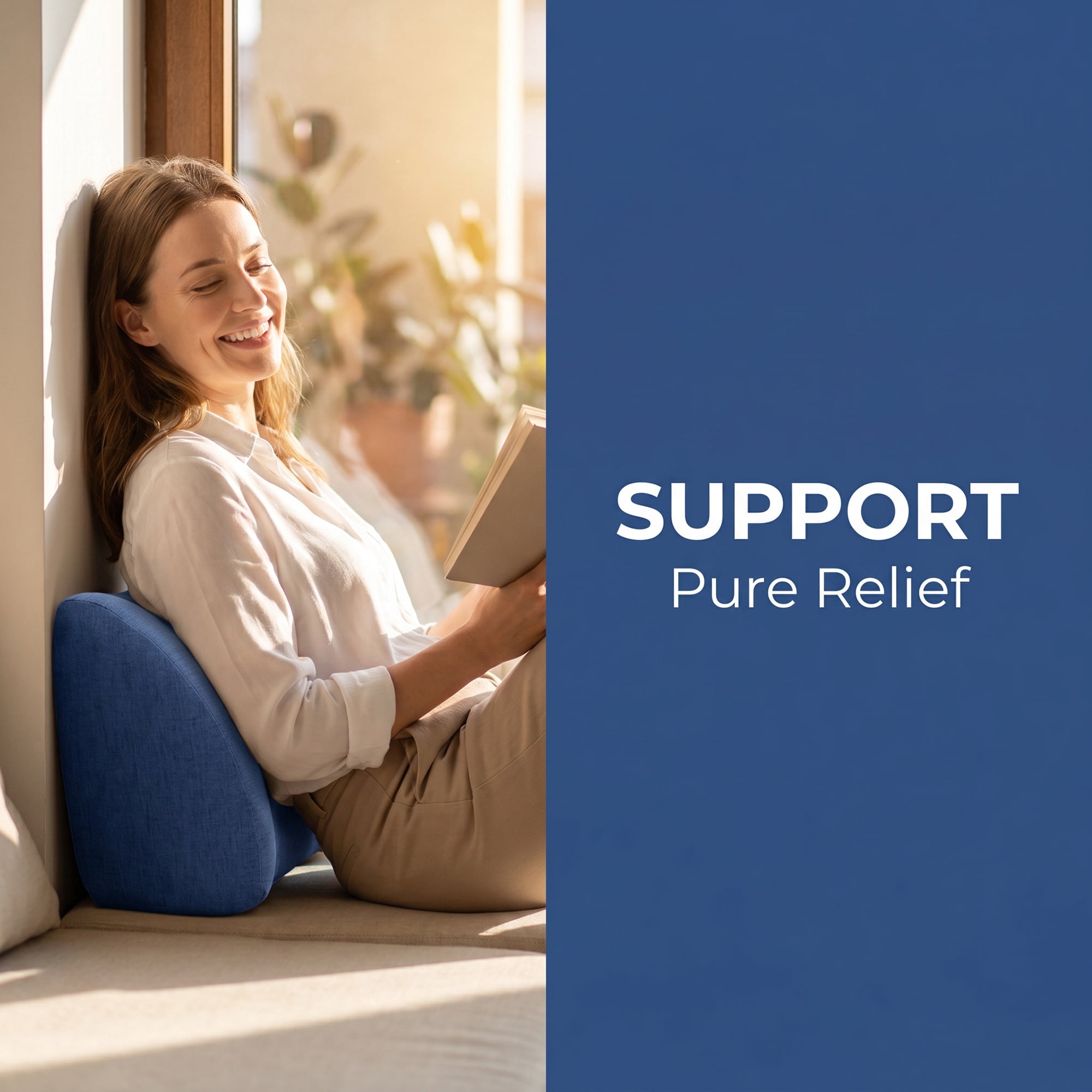 Unique Bargains Lumbar Support Pillow Cotton Back Support Royal Blue 17.7" x 7.5" x 11"