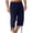 `Navy, variant on Hurxie Men's Long Linen Shorts Below Knee Pocketed 3/4 Summer Drawstring Capri Pant Orange,S