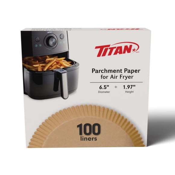 TITAN Feuilles en Papier Parchemin pour Friteuse à Air, Forme Ronde, 100 Pièces