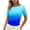 Blue A, variant on Women's Tops Print Round Neck Short Sleeve Fitted Basic Tees Summer Casual Trendy Crop Tops