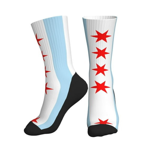 Men Women Chicago City Flag Novelty Sports Design Casual Dress Socks