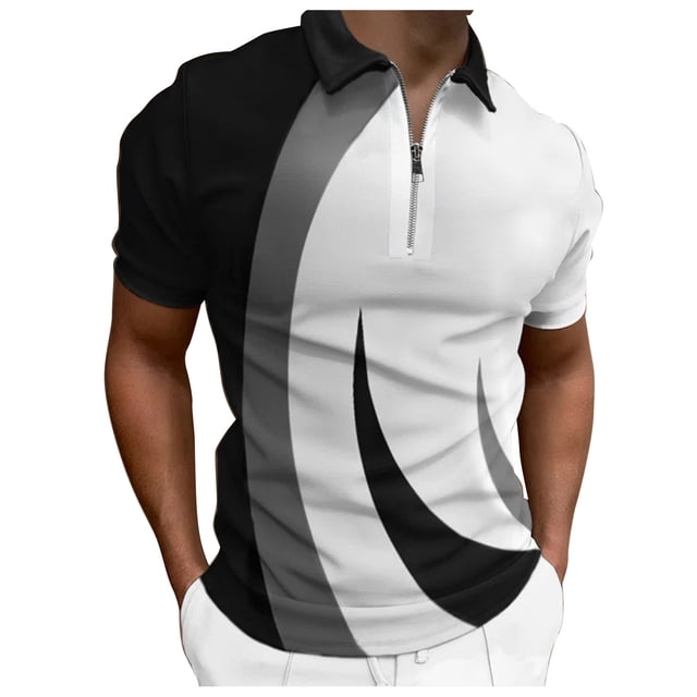 Gibobby Playera Tipo Polo Hombre Polo de piqué de algodón elástico sólido de Manga Corta Camisa de Polo para Hombre(Negro,G)