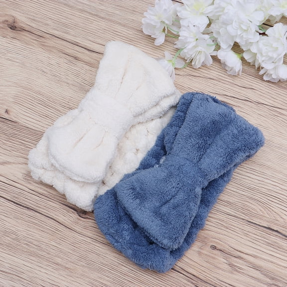 WEUVEB Coral Fleece Hair Band for Women's Kids Assorted Color Bow Knot Headband Elastic Hair Wrap for Decor Use 2pcs 11.8x3.94in