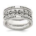 thumbnail image 1 of 925 Sterling Silver Three Piece Set Antiqued Bands Size: 7; for Adults and Teens; for Women and Men, 1 of 1