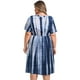 thumbnail image 3 of GRACE & GRANDEUR Vestido de Talla Grande para Mujer con Pliegues, Decoración de Botones, Tie Dye, Cuello Redondo, Manga Corta, Vestidos Casual con Bolsillos 3X Azul, 3 of 5