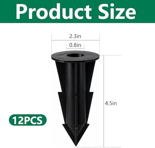 12 Pcs Memorial Artificial Flower Holder, Patio Garden Floral Ground Spikes, Cemetery Flower Container Stakes for Outdoor Yard Grave Faux Flowers Indoor Window Box Planter Pot (Black)