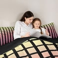 thumbnail image 5 of Feelyou Fashion Pink Square Queen Comforter Set for Teen, Futuristic Abstract Ombre Bedding Sets, Chic Buffalo Reversible Bedding Comforter Set, Breathable Home Decor, 3-Piece, 5 of 8
