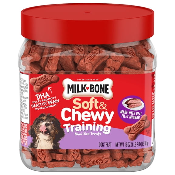 Milk Bone Soft & Chewy Dog Training Treats Made With Real Filet Mignon, Mini Size, 18 oz Bag