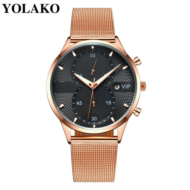 Fiudx Liquidación De Ofertas Flash Yolako Nuevo Reloj De Cuarzo Dtrap De Acero Inoxidable De Vidrio De Moda Informal Para Hombres