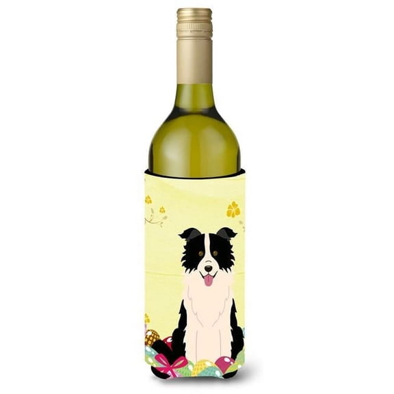Carolines Treasures BB6118LITERK Easter Eggs Border Collie Black White Wine Bottle Beverge Insulator Hugger