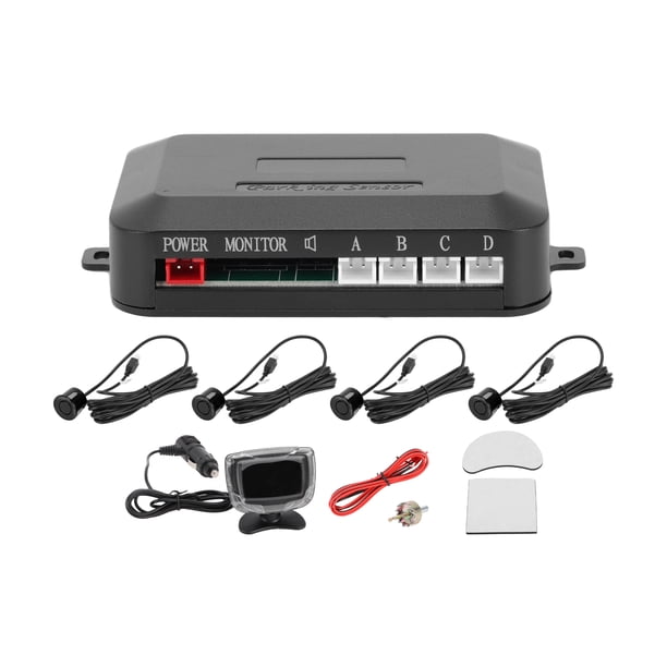 Sistema de radar de reversa para vehículos Unique Bargains con pantalla LCD de distancia, sensores de estacionamiento de reversa, detección de distancia, 4 sensores de estacionamiento, color negro
