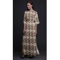 thumbnail image 3 of Bimba Robe Longue Imprimée en Rayonne Teinture sur Nœuds Abstraite à Taille Smockée avec Fente Latérale pour Femme - XX-Grand, 3 of 6