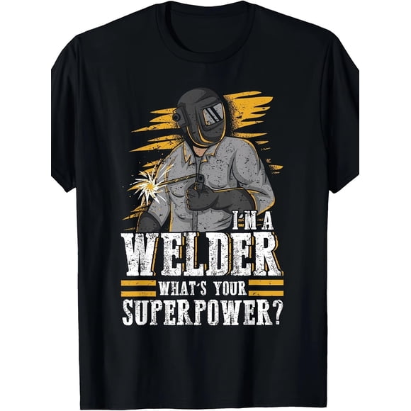 Proud Welder T-Shirt - 100% Cotton, Casual Crew Neck, Short Sleeve, Regular Fit, Heat Transfer Print, All-Season Wear, Weldin