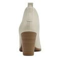 thumbnail image 3 of Soda Women Ankle Boots Slip-on Booties V Cut Sides Almond Toe Medium Stack Heel GAMEY-S Beige Off-White 7.5, 3 of 5