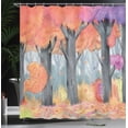 thumbnail image 3 of Ambesonne Painting Shower Curtain, Watercolor Fall Woodland, 69"Wx84"L, Violet and Burnt Sienna, 3 of 4