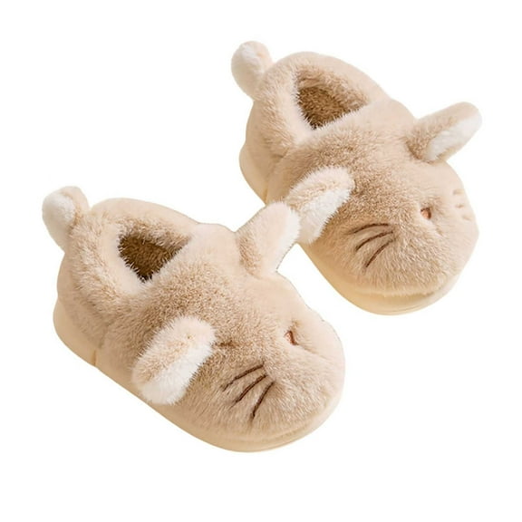 Luogg Girls Slippers Winter Warm Shoes For Kids Cozy Indoor Outdoor Soft Lined Children's Booties With Heel Cover kids slippers for girls Size 3-3.5 Years