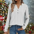 thumbnail image 3 of Besolor Women's Long Sleeve Shirts Trendy Polka Dots V Neck Button Tunic Tops Going out Dressy Blouses, 3 of 8