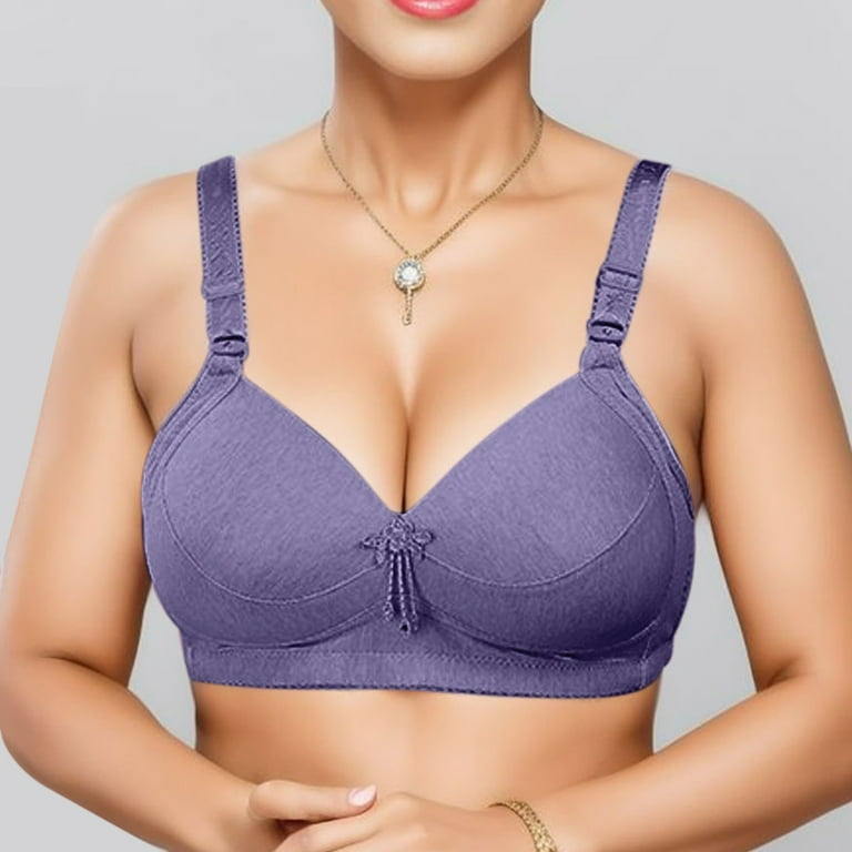 KaLI_store Womens Sports Bras Women's Lace Bra Underwire Balconette Unlined  Demi Sheer Plus Size Blue,46