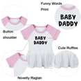thumbnail image 2 of Pack of 2, Daddy Baby Announcement & Me + Mommy = One Broke Daddy Funny Dresses For Baby, Newborn Babies Skirts, Infant Princess Dress, Toddler Frocks (Pink Raglan Dresses, 12-18 Months), 2 of 5