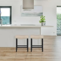 24" Upholstered Saddle Seat Counter Stool in Beige