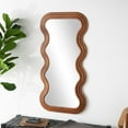 thumbnail image 2 of DecMode 24" x 47" Brown Wavy Wall Mirror with Dimensional Carved Frame, 2 of 9