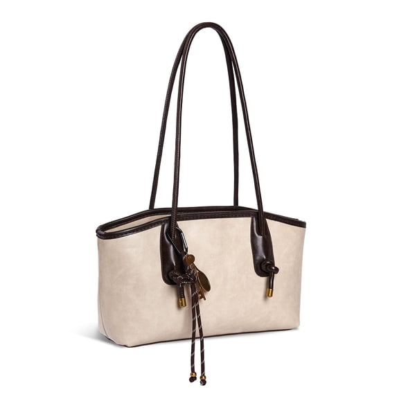 Urban Chic Large Capacity Retro Tote Bag, Solid Color Shoulder Bag Retro Handbag Purse for Women Fall Bags Chocolate Brown Purse with Zipper